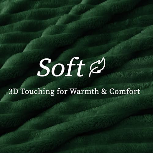 BEDELITE Ribbed Fleece Throw Blanket for Couch, Forest Green, 50"x70" - Image 4