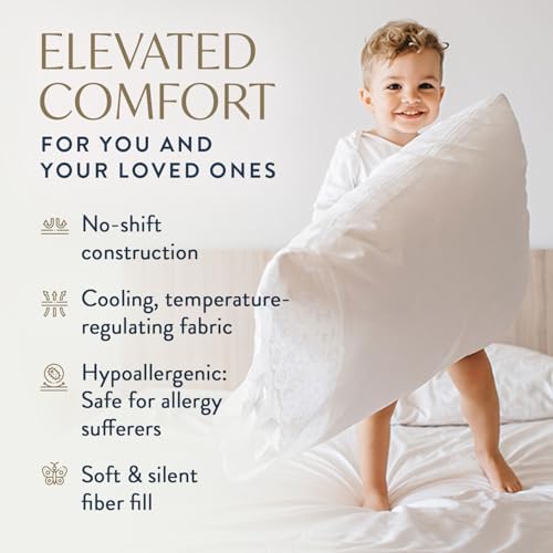 Digital Decor 100% Cotton Fabric Luxury Hotel Pillows King Size Set of 2, Cooling Down Alternative Bed Pillows for Sleeping, Hypoallergenic Soft Pillows for Side & Back, Made in USA, 36" x 20" - Image 4