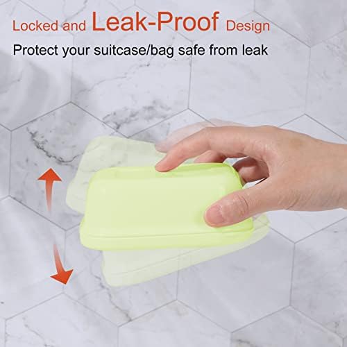 Quatish Leakproof Soap Dish with Lid & Draining Layer, Shatterproof Travel Bar Soap Holder Case Container, Portable Travel Size Toiletries Essentials for Camping, Gym, Bathroom, Green - Image 2