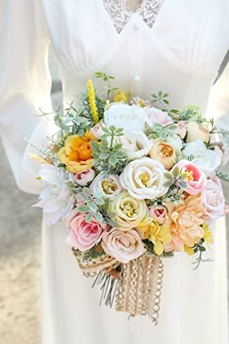 Serra Flora Artificial Wedding Flowers Bouquets Centerpieces Faux Flowers Combo for Fake Flowers with Leaves DIY Floral Arrangements Bridal Baby Shower Home Decor - Image 4