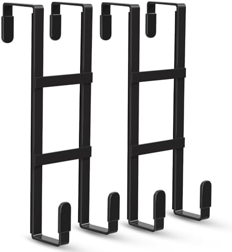 FYY Over The Door Hooks, 2 Packs Double Sided-Hanger Fits Door 1-7/8"Black by FYY