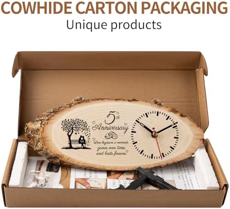 BeauGift 5th Anniversary Wedding Gifts for Men Women, DIY Wooden Clock - Image 4