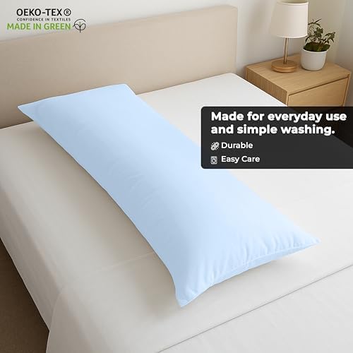 ROYALE LINENS 1800 Body Pillow Cover with Zipper, 20x54 Inches - Lake Blue - Image 6