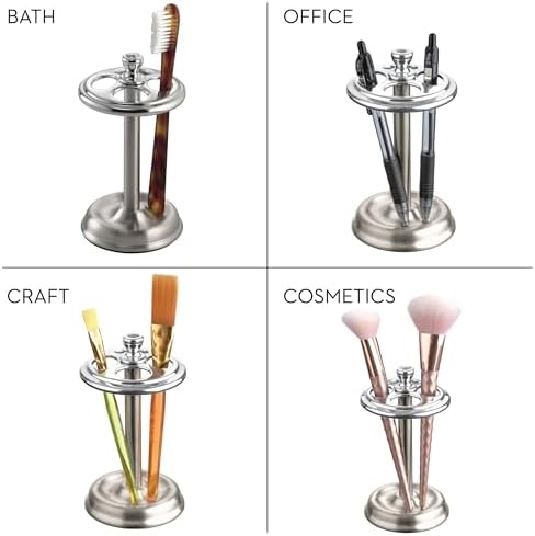 iDesign Toothbrush Holder, 4-Section, 2-Pack, Chrome/Brushed - Image 4