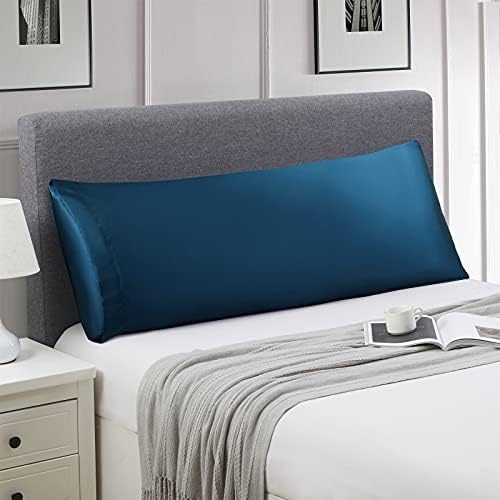 Ersmak Satin Body Pillow Cover, 20x54 Inches Navy Blue Ultra Soft Satin Body Pillow Case for Hair and Skin, Silky Slip Cooling Long Side Pillowcase with Envelope Closure by Ersmak
