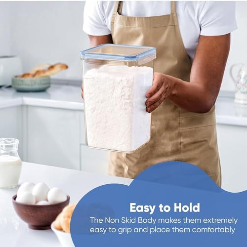 Chef's Path Extra Large Airtight Food Storage Containers with Blue Lid Color, Pack of 4, Kitchen and Pantry Canisters for Flour, Sugar, and Baking Supplies, Includes Measuring Spoons, Labels, and Pen - Image 4