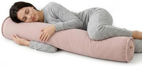 Corduroy Cuddle Body Pillow for Adults, 59 x 7.87 Inches, Pink by Ailuteie