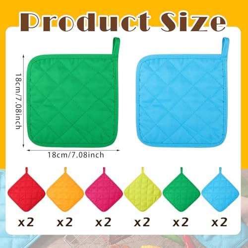 Bokon 12 Pcs Pot Holders Bulk for Kitchen, Multicolor Cotton Hot Pads - Image 2