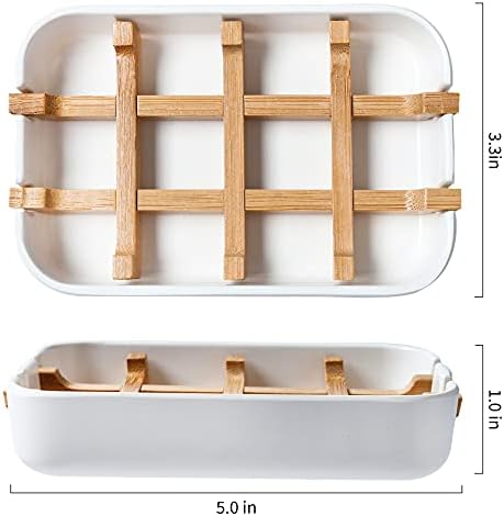 Bamboo Soap Holder for Bar Soap - White Bathroom Soap Dish, Shower & Sink Use - Image 6