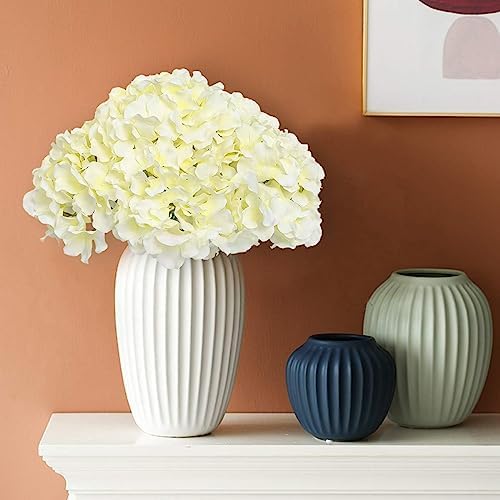 Fake White Hydrangea Artificial Flowers - Faux Silk Hydrangeas Flowers Heads with Stems Real Touch for Home Wedding Party Table Decor(CreamWhite,Pack of 10) - Image 3