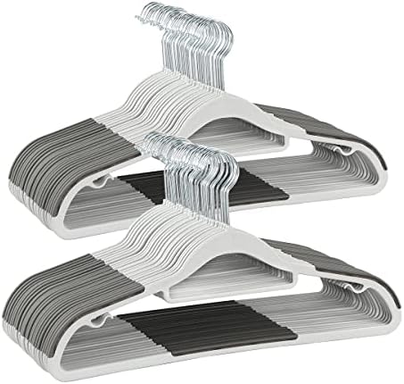 Finnhomy Bar Design Heavy Duty 50 Pack Plastic Hangers, Clothes Hangers with Non-Slip Pads, Great for Shirts, Pants, Scarves, Strong Enough for Coat, Gray by Finnhomy