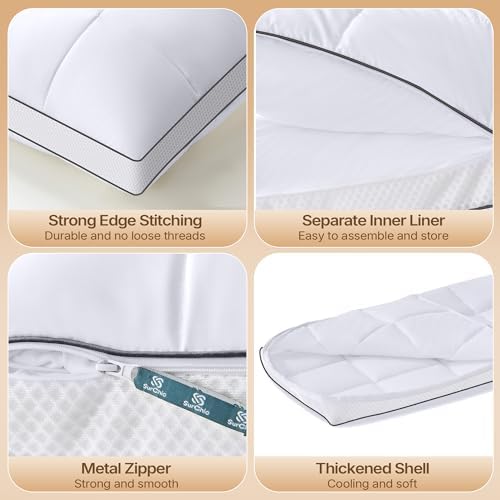 Luxury Adjustable Pillows King Size for Side Sleepers, Dual Layer Adjust Height Soft Firm Cooling Bed Pillow for Back, Stomach or Side Sleepers - Hotel Collection - Image 5
