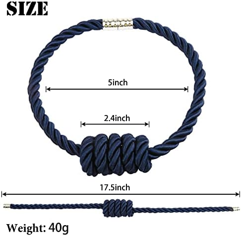 BEL AVENIR Magnetic Curtain Tiebacks 4 Pack Hand-Woven Curtain Ties - Image 2