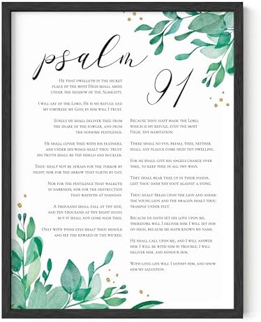 HAUS AND HUES Psalm 91 Wall Art - Bible Verses Wall Art, Religious Wall Quotes Bible Verse, Artwork with Scripture Art, Religious Gifts for Women, Christian Prints and Posters (Black Frame, 16x20) by HausandHuesArtPrints