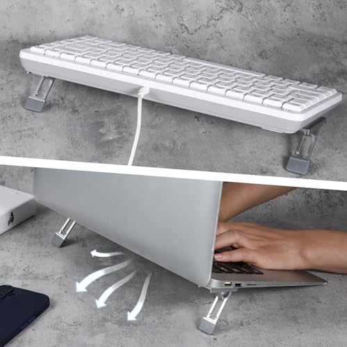 2 Pcs Keyboard Riser Tilt Stand Laptop Feet Riser Adhesive Keyboard Stands Portable Three Tilt Angle Adjustable, Foldable Laptop Risers with Anti-Slip Pads for More Keyboards Cellphone Laptops - Image 3