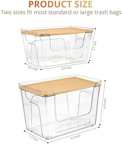 CANTAMI Plastic Trash Bag Dispenser with Lids, Stackable, 4Pack, 2XL+2S - Image 2