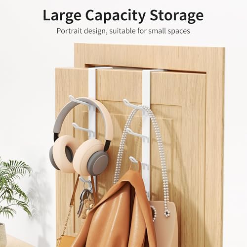 niffgaff 8 Hook Over The Door Hooks, Vertical Over The Door Towel Hook, Over Door Hook, Over The Door Hanger, for Towel and Clothes Hangers, White, 2 Pack,12.28“,for 1.7'' Door - Image 4
