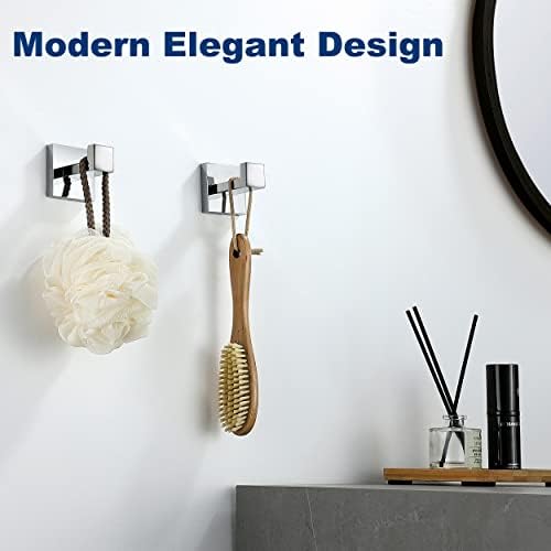 Towel Hooks for Bathrooms, Polished Chrome Towel Hook for Kitchen Bathroom, SUS304 Stainless Steel Coat Hook, Heavy Duty Towels Holder Hooks for Hanging, 2 Pack - Image 3