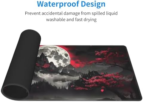 Extended Gaming Mouse Pad, Large Gaming Mouse Waterproof with Stitched Edges, Non-Slip Desktop Pad for Home and Office, Level Up Your 31.5x11.8 Inch… (Dark Night) - Image 3