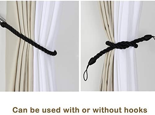 BEL AVENIR Curtain Tiebacks Ropes Tie-Backs,Handmade Holdbacks(Black,4P) - Image 5