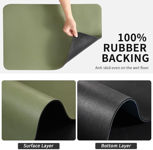 HotLive Dish Drying Mat for Kitchen Counter, Heat Resistant Drainer Mats with Non-slip Rubber Backed, Hide Stain Kitchen Super Absorbent Draining Mat, Easy to Clean Dish Rack Pad, Green 16"x20" - Image 5