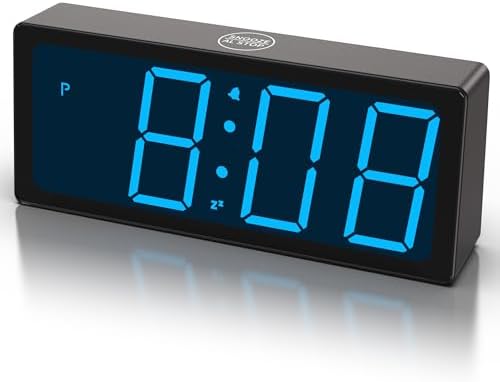 KWANWA Digital Alarm Clock with Auto Dimmer, Dual Power (Battery or USB), Large LED Display, 3-Level Brightness, 12/24H Format, Snooze, Easy to Set for Bedroom, Office, Kids, Seniors – Blue LED by KWANWA