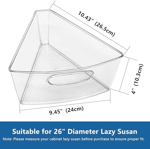JOWBOOW Lazy Susan Organizer Bins for 26"-27" Diameter Corner Cabinet Lazy Susan, 6 Pack, Clear Plastic Cabinet and Pantry Storage Bin, 1/8 Wedge-Food Safe, BPA Free - Image 3