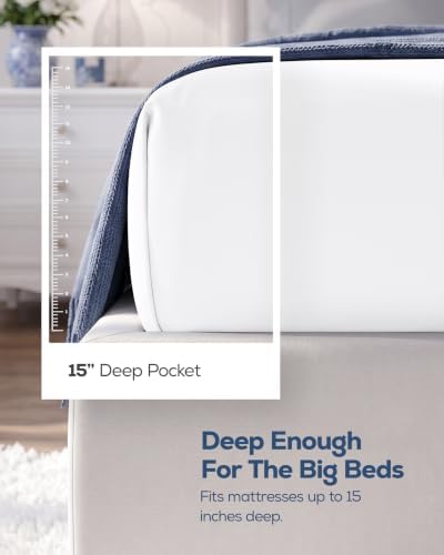 Pack of 2 Twin Fitted Sheet, Fits Up to 16 Inch Deep Pocket, White - Image 2
