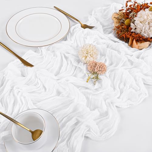 10 Pack White Cheesecloth Table Runner 17x108 Inch Boho Gauze Cheese Cloth Table Runners for Wedding Party Baby Shower Birthday Home Decor - Image 4