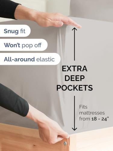 CGK Extra Deep King Single Fitted Sheet Only - Light Grey - Image 2