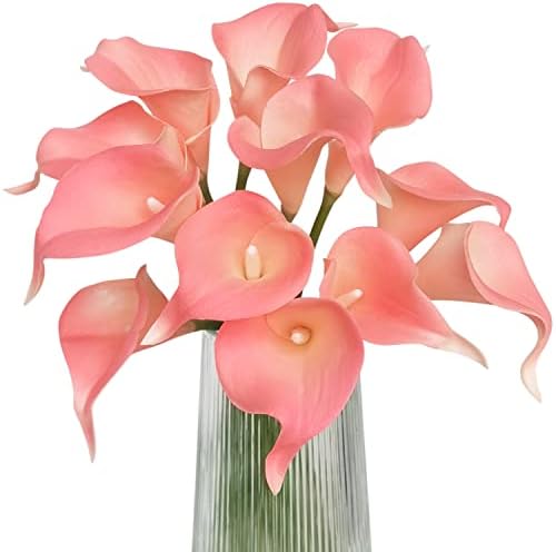 Letjolt Artificial Calla Lily Flowers 12Pcs Light Pink Realistic Flower by Letjolt