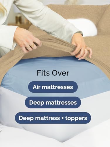 CGK Extra Deep Twin Single Fitted Sheet Only - Heathered Tan - Image 6