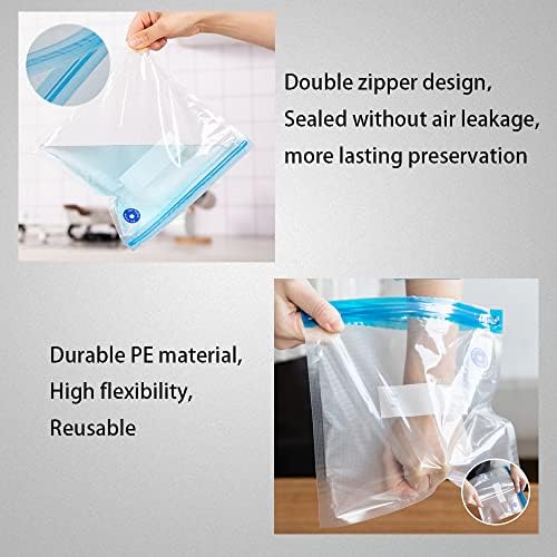 Sous Vide Bags 15pack Large Size 10.2x13.4in/ 26x34cm Food Vacuum Storage Bags, Reusable Vacuum Zipper for Sous Vide Cooking, 2 Sealing Clips for Food Storage and Sous Vide Cooking - Image 3