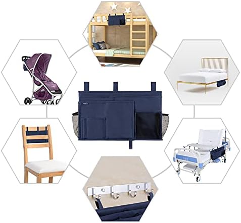 Surblue Caddy Hanging Organizer Bedside Storage Bag for Bunk and Hospital Beds, Blue, L - Image 6