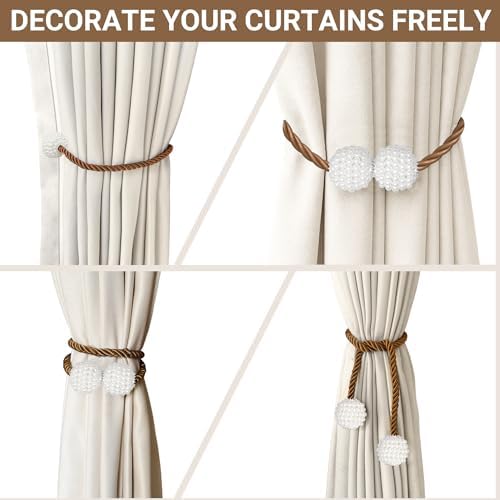 Hion Magnetic Curtain Tiebacks Dark Brown 6pcs, Curtain Holdbacks Hooks - Image 5