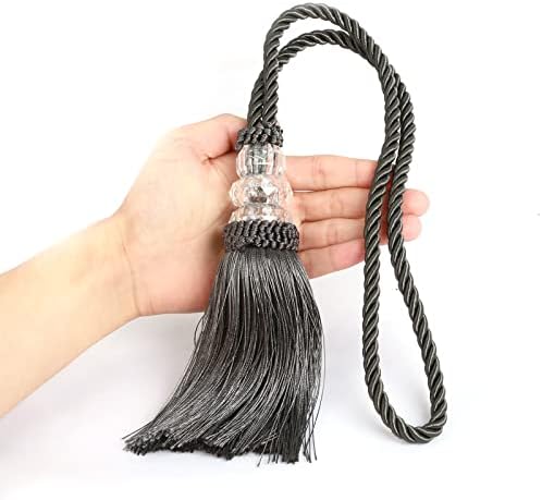4 Pack Curtain Tiebacks with Tassel, Charcoal - Image 3