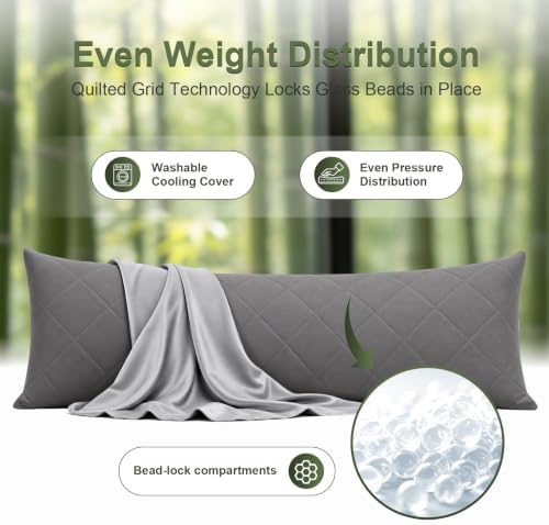 Cooling Weighted Body Pillow for Hot Sleepers and Mood Relaxation(41" x 10") 6.5lbs, Rayon Derived from Bamboo Pillowcase, Quilted Glass Beads Weighted Pillows for Bedroom, Sofa, Adults, Side sleepers - Image 5