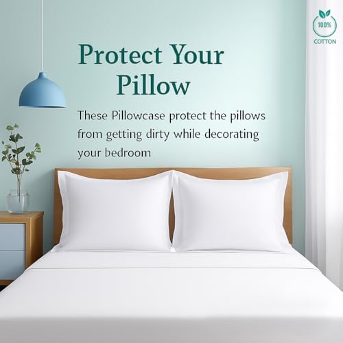 2 Pack Euro Pillow Shams 22x22 – 600 Thread Count 100% Organic Cotton White Square Pillow Covers with 2 Inch Flange, Soft & Smooth Premium Hotel-Quality Pillowcases Set of 2 - Image 3