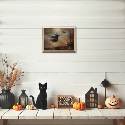 RETRART Vintage Witchy Wall Decor Moody Dark Gothic Posters Halloween Vintage Room Decor Aesthetic, Halloween Wall Art Witch Holding Magic Wand Crow, Vintage Rustic Wall Decor 11x14 inches -Unframed - Image 5