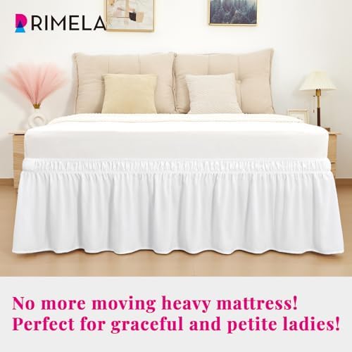 Bright White Bed Skirt Full Size 15" Drop, Elastic Wrap Around Bedskirt - Image 2
