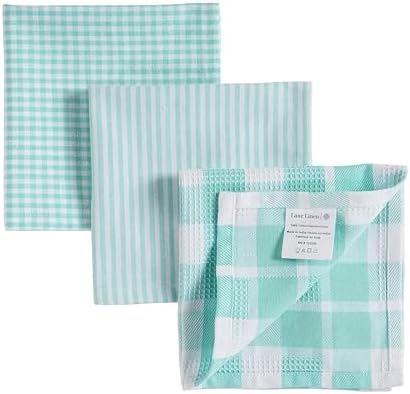 LANE LINEN 100% Cotton Kitchen Dish Cloths, Ultra Soft Absorbent Quick Drying Dish Towels, Multiweave Wash Cloths Dish Towel Sets, 12x12 Inches, 12 Pack - Aqua - Image 2