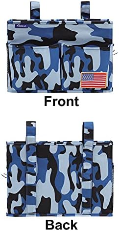 Surblue Bedside Caddy Hanging Bed Organizer Storage Bag Pocket for Bunk and Hospital Beds, College Dorm Rooms Baby Bed Rails, Wheelchair Side Bag, Camp Chiars, 4 Pockets and 2 Hooks (Small Ocean) - Image 2
