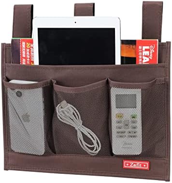 Zafit Hanging Bedside Caddy, Bedside Storage Organizer for Magazine, Phone, Remote control (Classic4 Pockets-Coffee) by ZAFIT