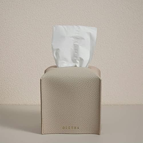OLETHA Square Tissue Box Cover, Aesthetic Desk Decor, Light Taupe, 2 Pack - Image 5