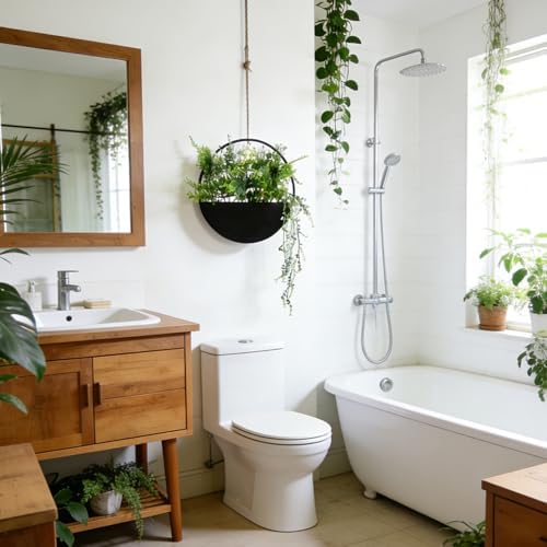 Fake Hanging Plants Artificial Plants Indoor, Faux Plants Eucalyptus in Pot for Living Room Bathroom Wall Décor, Outdoor Porch Decorations, Farmhouse Home Office Décor（Black） - Image 5