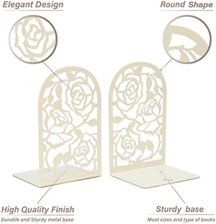 CNK Book Ends, Premium BookEnds for Bookend Shelves, Book Stopper Metal Book Ends for Home Office Heavy Books, Book Shelf Holder, Home Decorative, Book Stoppers, Book Holder (Rose White) - Image 4