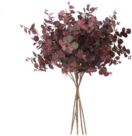 3Pcs Fall Stems Artificial Eucalyptus Leaves Stems 30in by FUNORNAM
