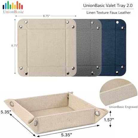 UnionBasic Small Valet Tray, Jewelry Tray for Rings Watches Earrings, Entryway Catchall Caddy for Coins Keys Change, Nightstand Bedside Valet Holder, Trays for Electronic Gadgets, Barry Grey - Image 7