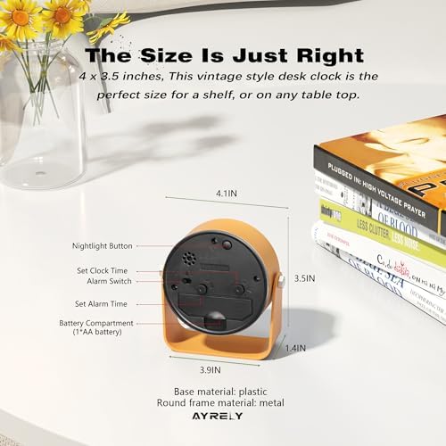 AYRELY® 3.5" Small Analog Travel Alarm Clock, Battery Operated Desk Clock - Image 7