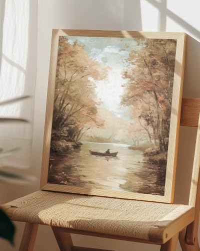 SQGGZH Vintage Autumn Canvas Painting, Moody Fall Landscape Farmhouse Decor, Rustic Neutral Wall Art - 8x10inch Unframed - Image 3